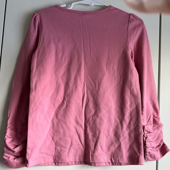 NWT Gap embellished cotton LS top with Ruched sleeves, MSRP $29 , size 5 - Picture 5 of 7